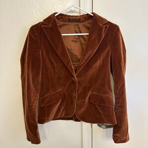 Theory Brown Suede Blazer Women’s Size 6 Soft 96% Cotton Fall Jacket Two Buttons